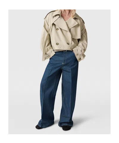 Stella Mccartney Cropped Belt Detail Trench Jacket In Gray