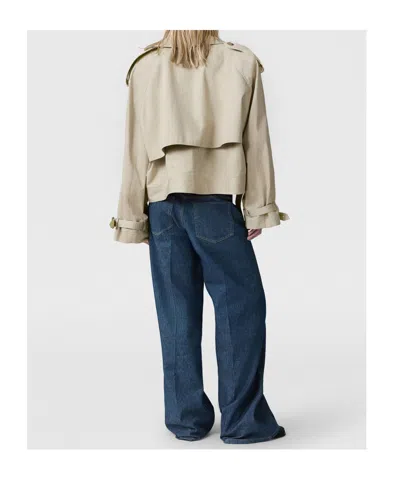 Stella Mccartney Cropped Belt Detail Trench Jacket In Gray