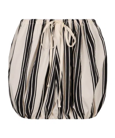 Philosophy Di Lorenzo Serafini Striped Cotton-blend Mini Skirt In Brown