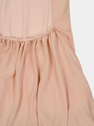 Stella Mccartney Open-back Gathered Silk Crepe De Chine Mini Dress In Brown