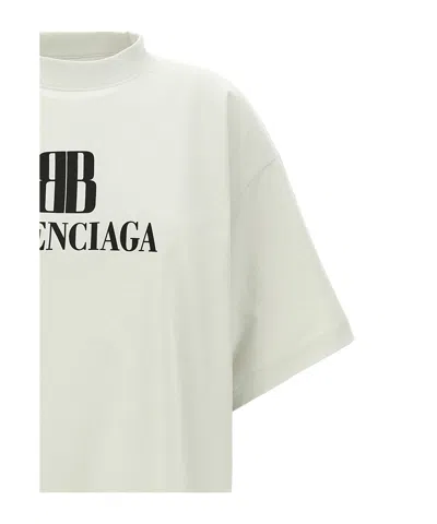 Balenciaga Cropped Logo T-shirt Short Sleeves In Neutral