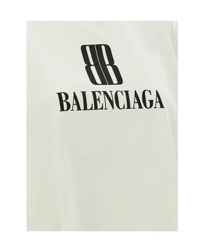 Balenciaga Cropped Logo T-shirt Short Sleeves In Neutral