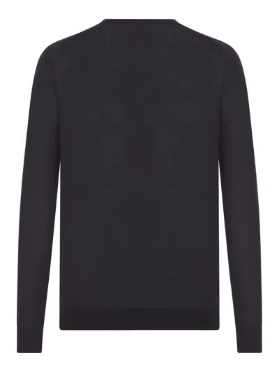 Prada Wool Crew Neck Sweater With Ribbed Cuffs In Black