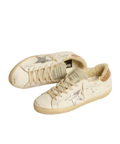 Golden Goose Super-star With Silver Leather Star And Crocodile-print Leather Heel Tab