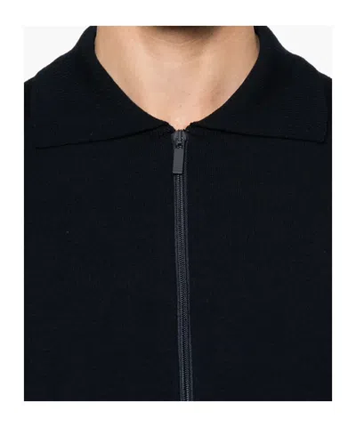 Thom Browne Double Face Zip Wool Blend Cardigan In Black