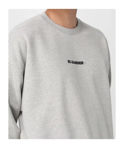 Jil Sander Ribbed Cotton Sweatshirt With Cuffs And Hem In Neutral