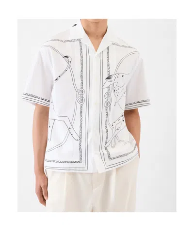 Jacquemus Dog Embroidered Collar Graphic Print Shirt In White