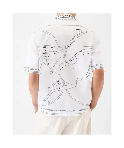Jacquemus Dog Embroidered Collar Graphic Print Shirt In White
