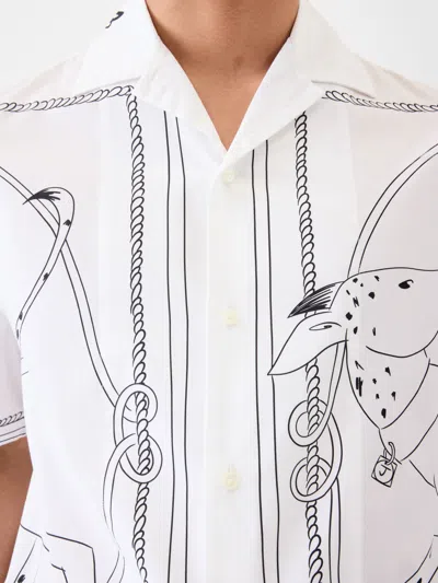Jacquemus Dog Embroidered Collar Graphic Print Shirt In White