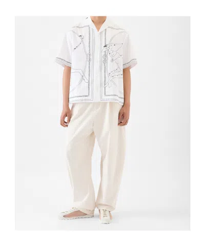 Jacquemus Dog Embroidered Collar Graphic Print Shirt In White