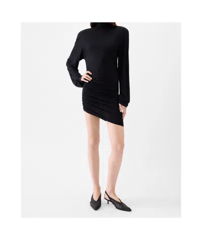 Jacquemus Short Dress With Asymmetric Hem And Ruched Detailing In Black