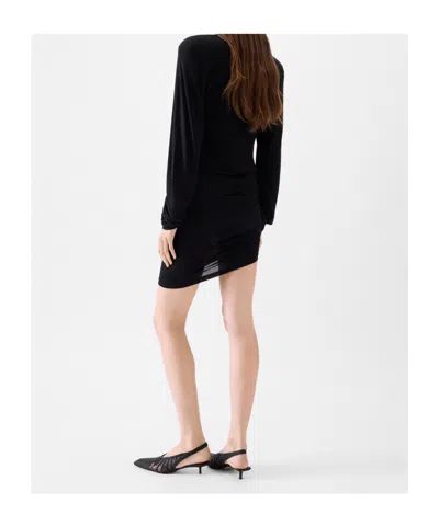 Jacquemus Short Dress With Asymmetric Hem And Ruched Detailing In Black