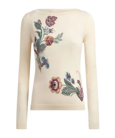Etro Wool-blend Jacquard Sweater In White