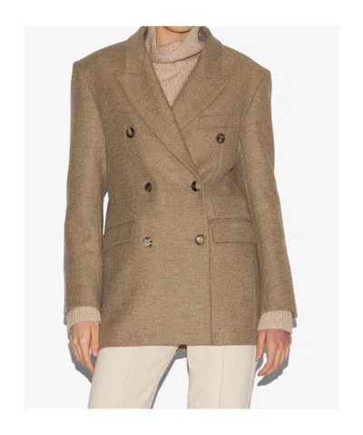 Isabel Marant Isidora Flecked Wool Coat In Brown