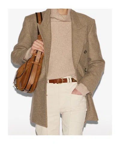 Isabel Marant Isidora Flecked Wool Coat In Brown