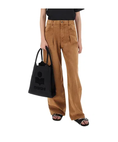 Isabel Marant High Waist Trousers Wide Legs In Brown