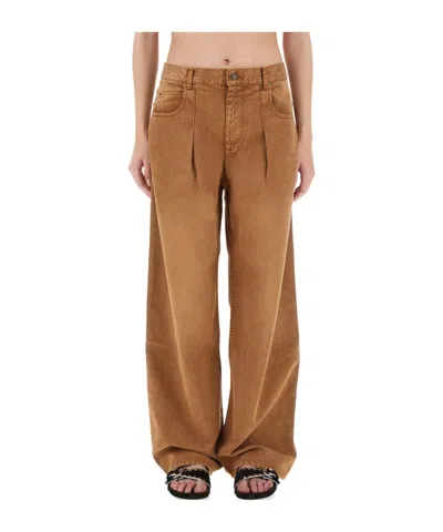 Isabel Marant High Waist Trousers Wide Legs In Brown