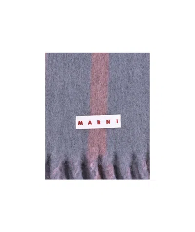 Marni Wool Scarf Striped Pattern In Blue