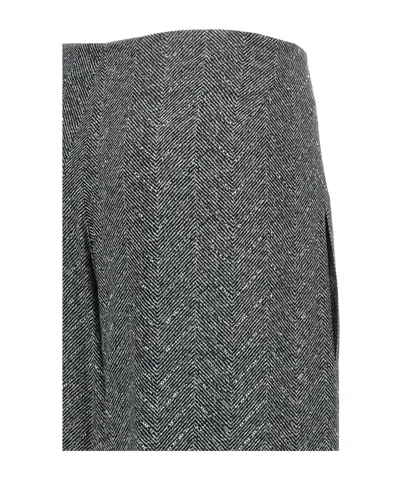 Ermanno Scervino Herringbone Drawstring Palazzo Pants In Gray
