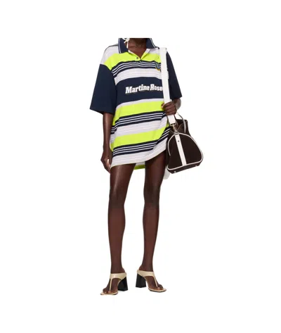 Martine Rose Ssense Exclusive Multicolor Oversized Paneled Polo In Blue