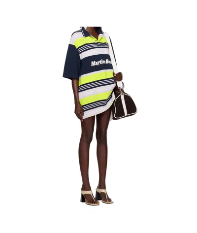 Martine Rose Ssense Exclusive Multicolor Oversized Paneled Polo In Blue