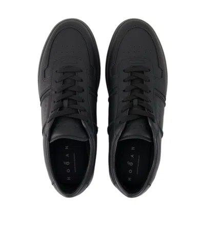 Hogan Leather Sneakers With Flat Sole And Perforated Toe Cap