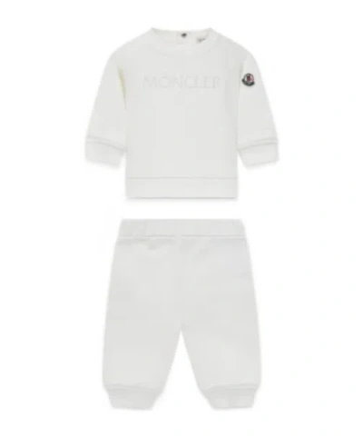 Moncler Enfant Embroidered Logo Sweatsuit Set In White