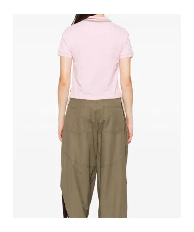 Vivienne Westwood Collared Polo Top Striped Sleeves In Pink