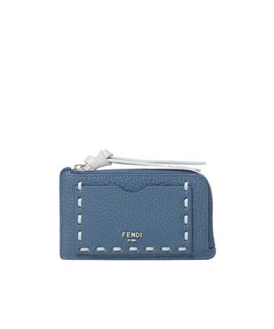 Fendi Blue Selleria Card Holder