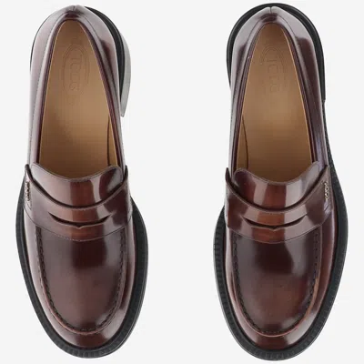 Tod's 60mm Brushed Leather Heeled Loafers