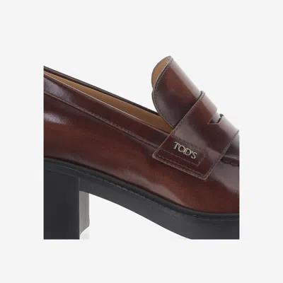 Tod's 60mm Brushed Leather Heeled Loafers
