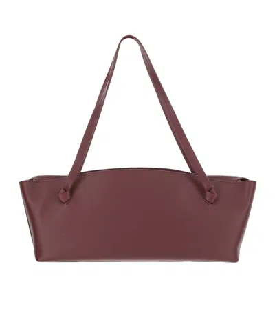 Jil Sander Bordeaux Leather Shoulder Bag In Burgundy