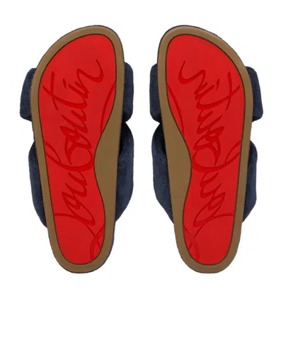 Christian Louboutin Bizzu Logo Patch Slide Sandal In Blue