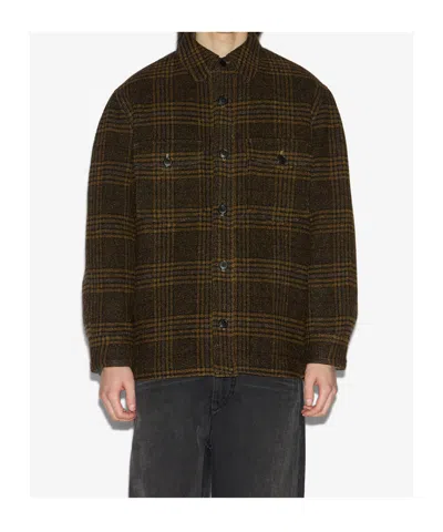 Isabel Marant Kervey Checkered Virgin Wool Jacket In Brown