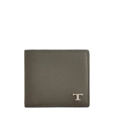 Tod's Textured Finish Modern Design Wallet In Gray