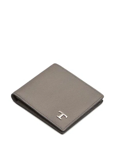 Tod's Textured Finish Modern Design Wallet In Gray
