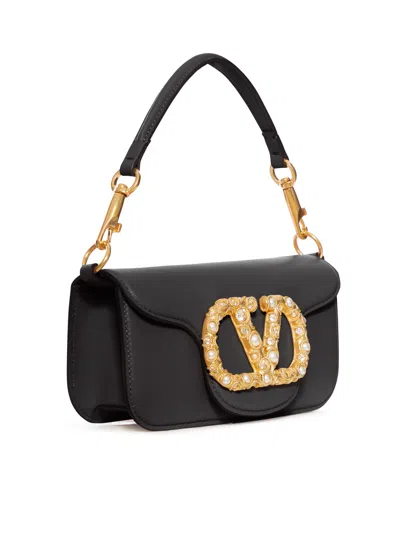 Valentino Small Leather Shoulder Bag With Crystal And Pearl Embellishments