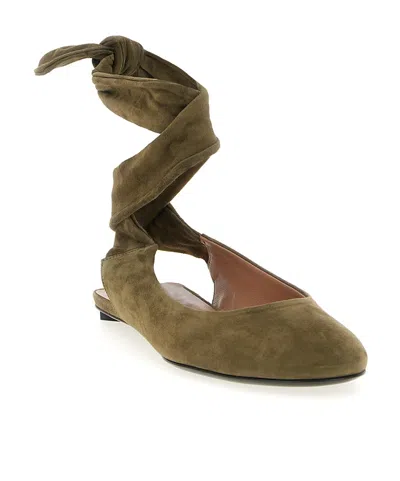 Attico Round Toe Ballet Shoes In Green