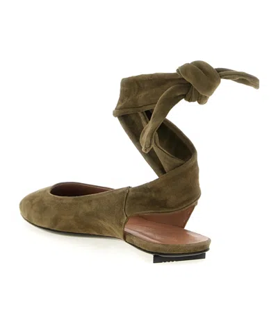 Attico Round Toe Ballet Shoes In Green