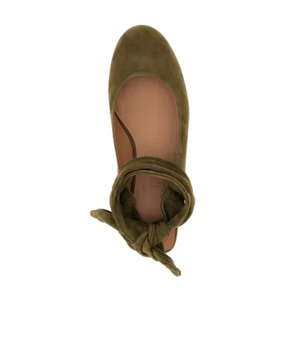 Attico Round Toe Ballet Shoes In Green