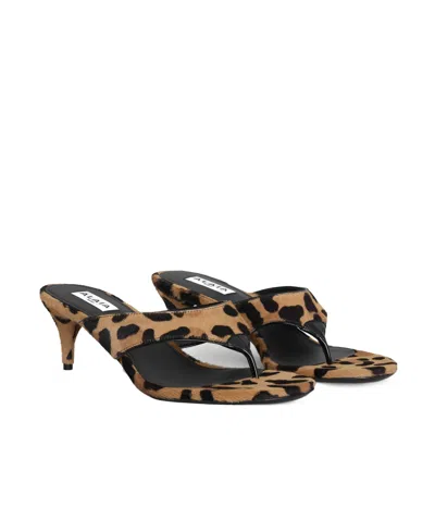 Alaïa Infradito Thong Mules In Leopard Haircalf