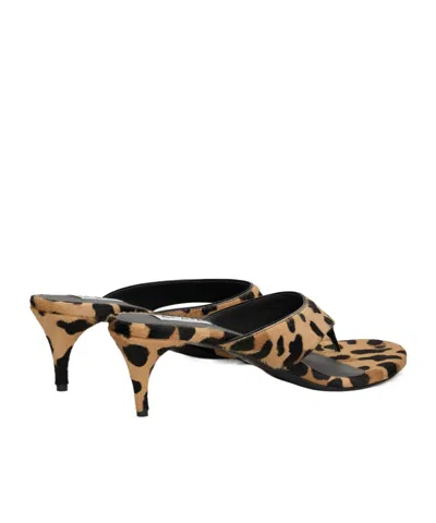 Alaïa Infradito Thong Mules In Leopard Haircalf