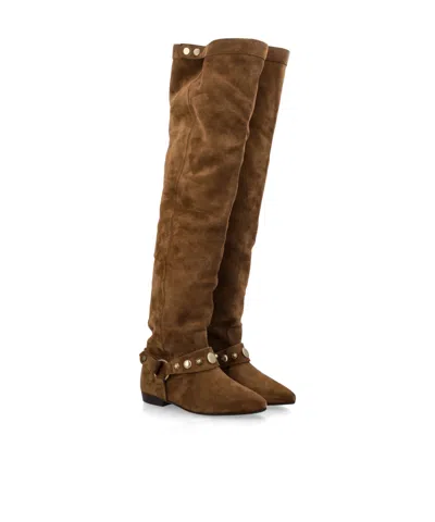 Isabel Marant High Suede Over-the-knee Pointed Toe Boot In Brown