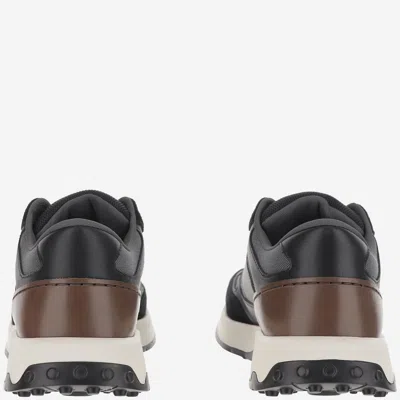 Tod's Grey Leather And Technical Fabric Sneakers In Multi