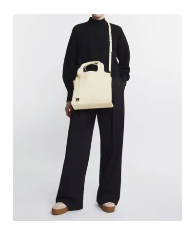 Hogan Leather Textured Top Handle Detachable Strap In White