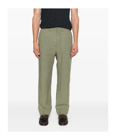 Vivienne Westwood Straight Leg Trousers Turn-up Hem In Green