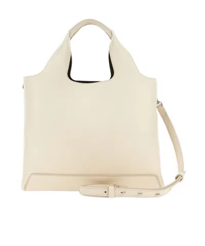 Hogan Leather Textured Top Handle Detachable Strap In White