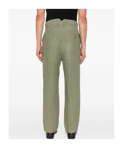Vivienne Westwood Straight Leg Trousers Turn-up Hem In Green