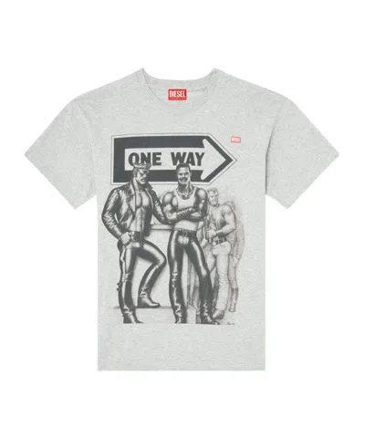 Diesel X Tom Of Finland Foundation Graphic-print T-shirt In Gray