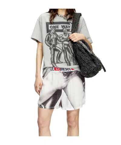 Diesel X Tom Of Finland Foundation Graphic-print T-shirt In Gray